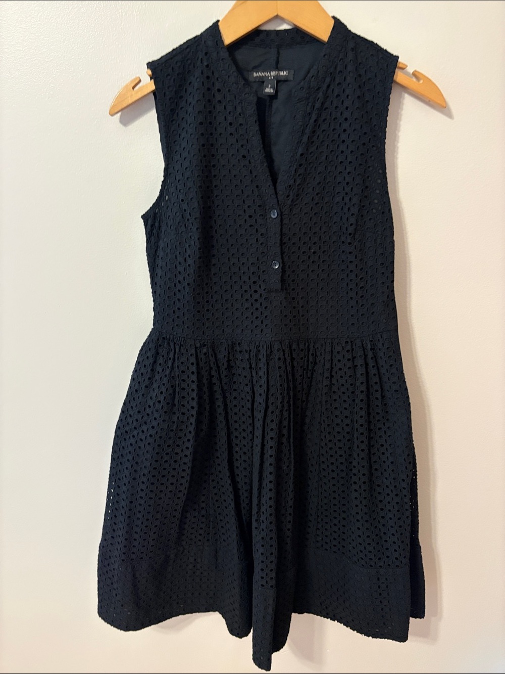 Banana Republic Black Eyelet V-Neck Sundress